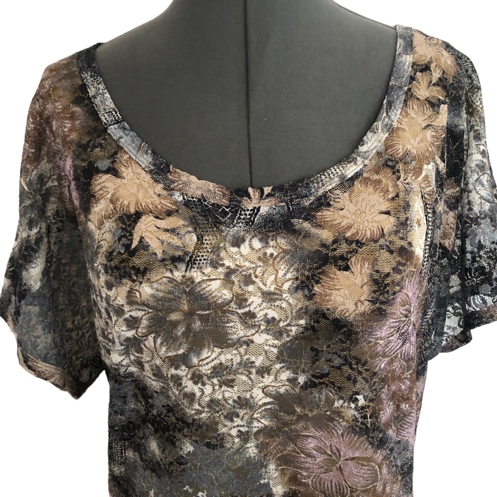 Charlotte Russe Floral Print Stretch Lace Top Size S